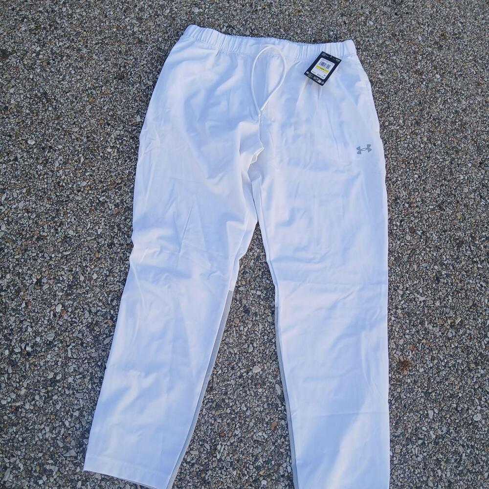 Under Armour Pants Womens Medium White UA Rival Stretch Woven Track Joggers